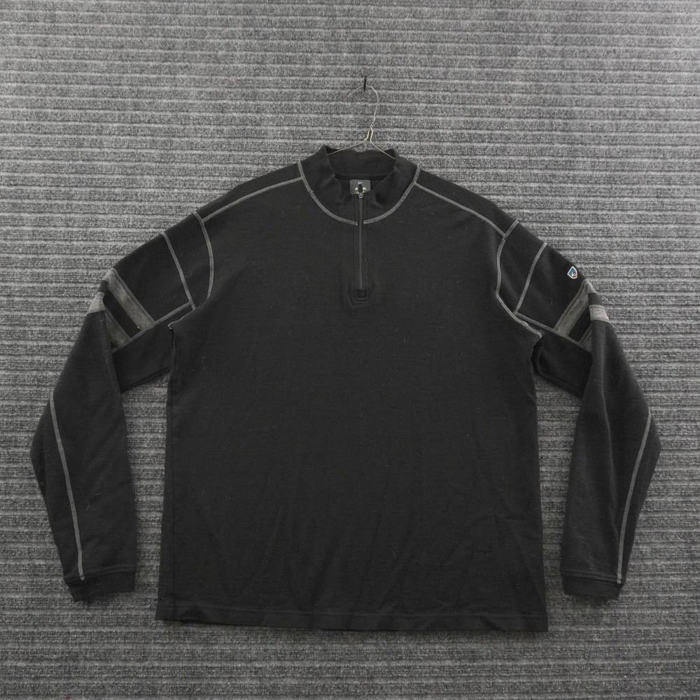 Kuhl Team 1/4 Quarter Zip Merino Wool Pullover XXL Black Long Sleeve Sweater